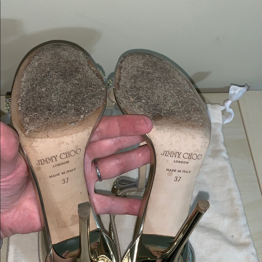 JIMMY CHOO ESCAPE GOLD BOW SANDAL - Picture 7 of 8